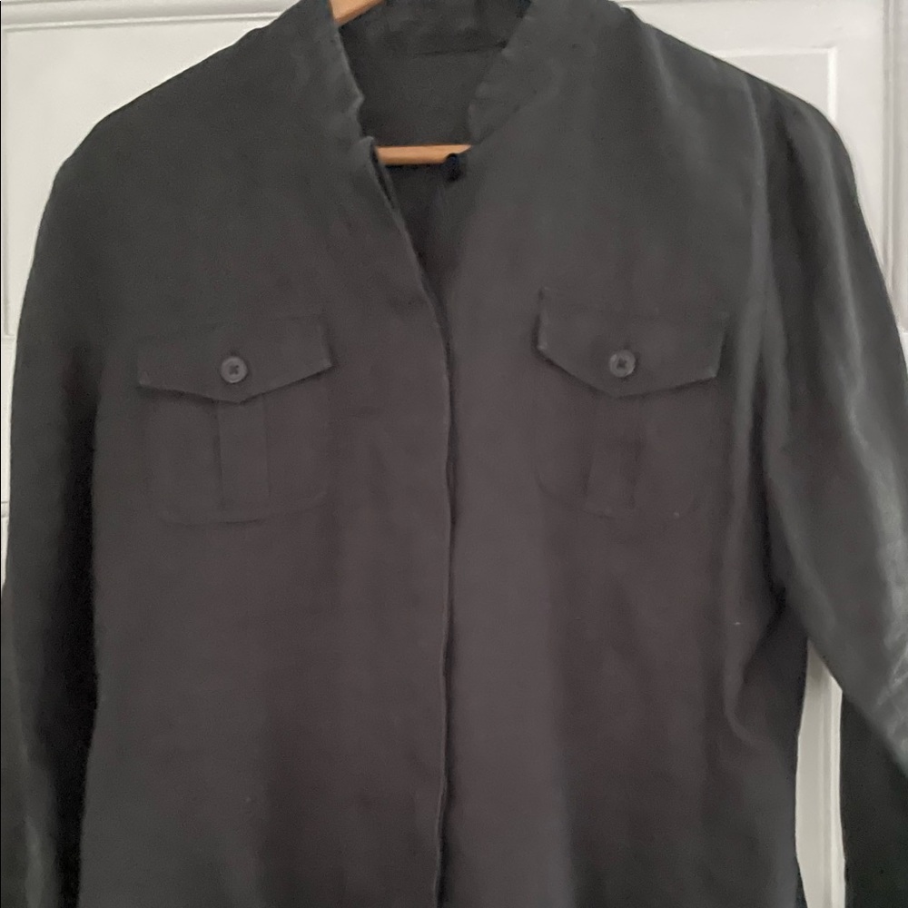 Ladies black linen blouse